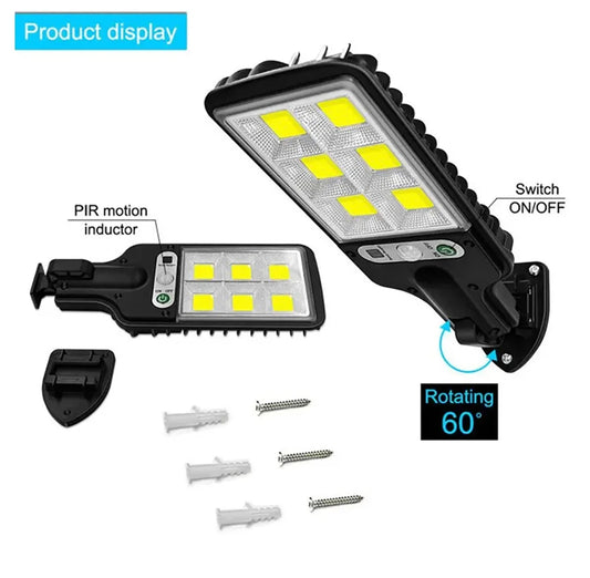 AmmToo 72COB Solar Outdoor Led Courtyard Wall Lamp Human Body Induction Garden Terrace Garage Door Street Lamp 616B